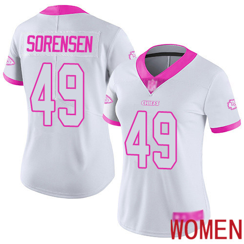 Women Kansas City Chiefs #49 Sorensen Daniel Limited White Pink Rush Fashion Nike NFL Jersey